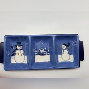 Holiday divided serving dish- First Snowfall by J. Wecker